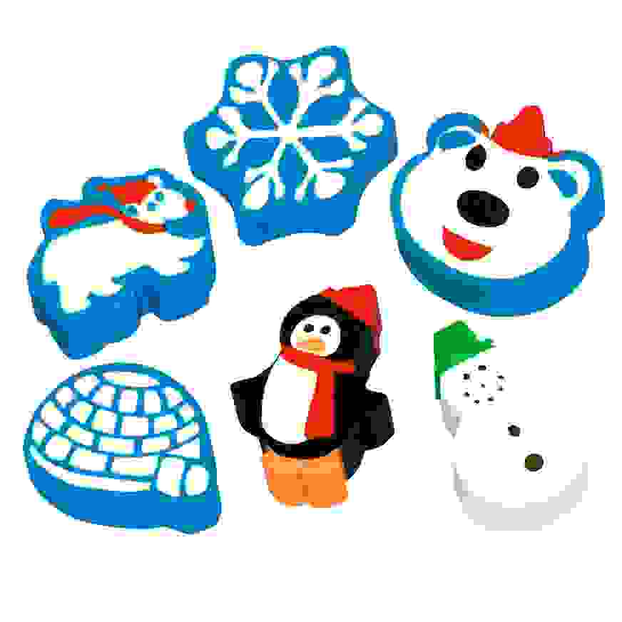 Winter Holiday Erasers, 24pc